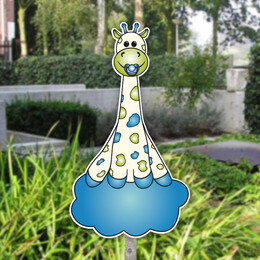 Geboortebord tuin Giraffe Blauw-Groen