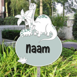 Geboortebord tuin dino met baby - mintgroen