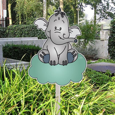 Geboortebord Lollifantje op mintgroen wolkje