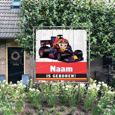 Geboortespandoek in tuin - Formule1 F1 Max verstappen