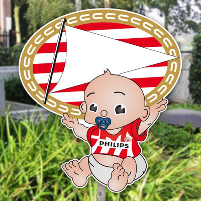 Geboortebord tuin PSV baby