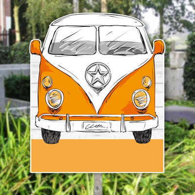 Geboortebord tuin Volkswagen busje oranje